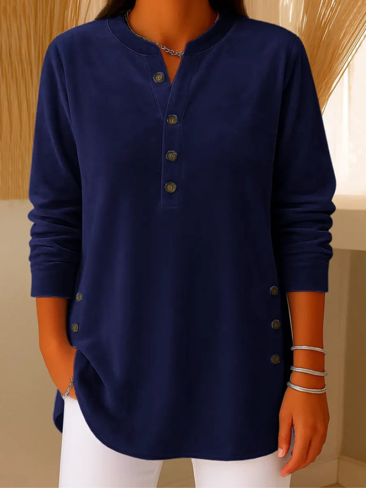 Cyenlisse - Soft Velvet Button-Down Top