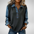 Marisolenne - Casual Sweatshirt with Contrasting Stitching