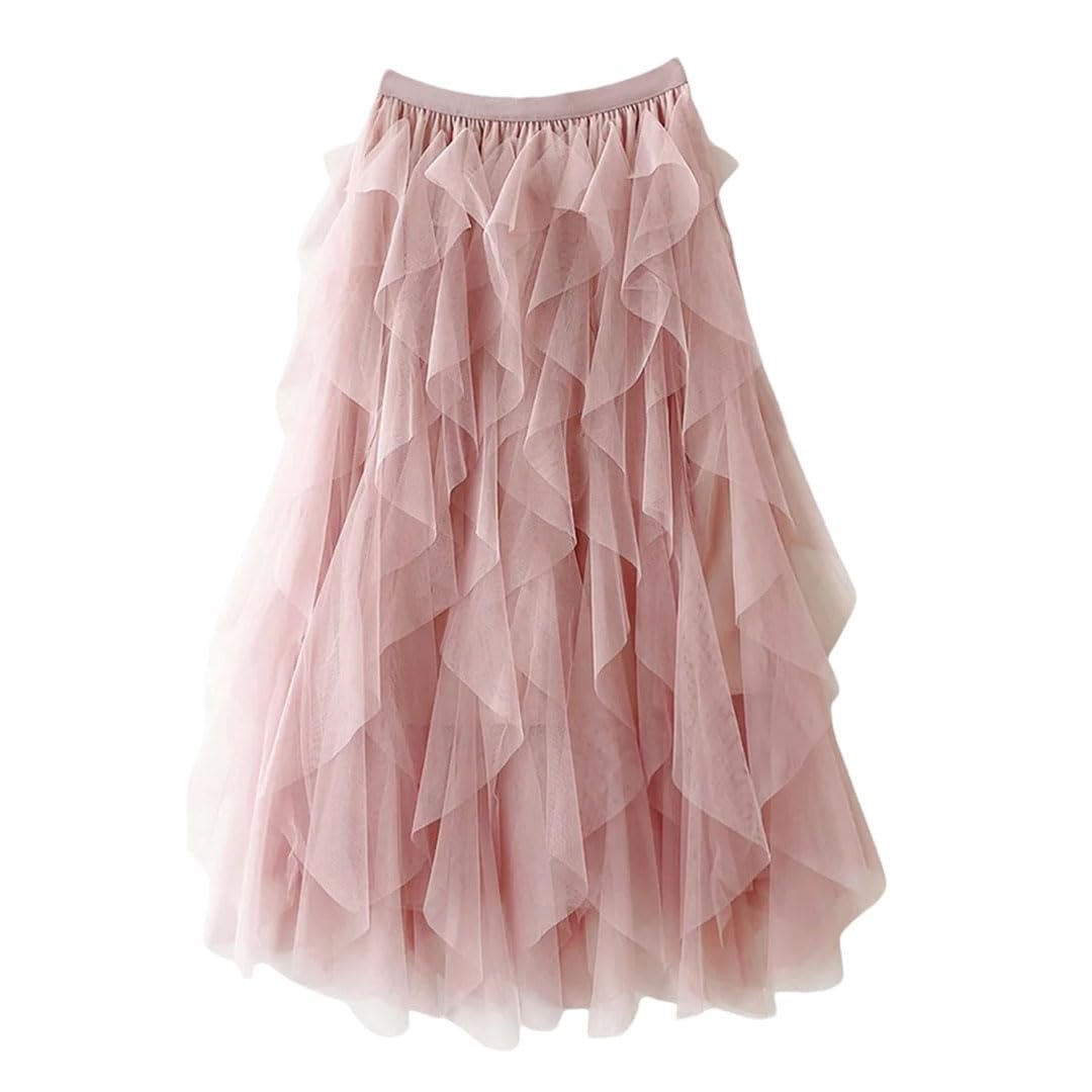 Orlisse - Women's High Waist Flared Skirt with Elastic