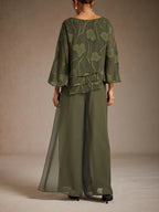Marilivra - Straight Leg Trousers with Slit in Chiffon