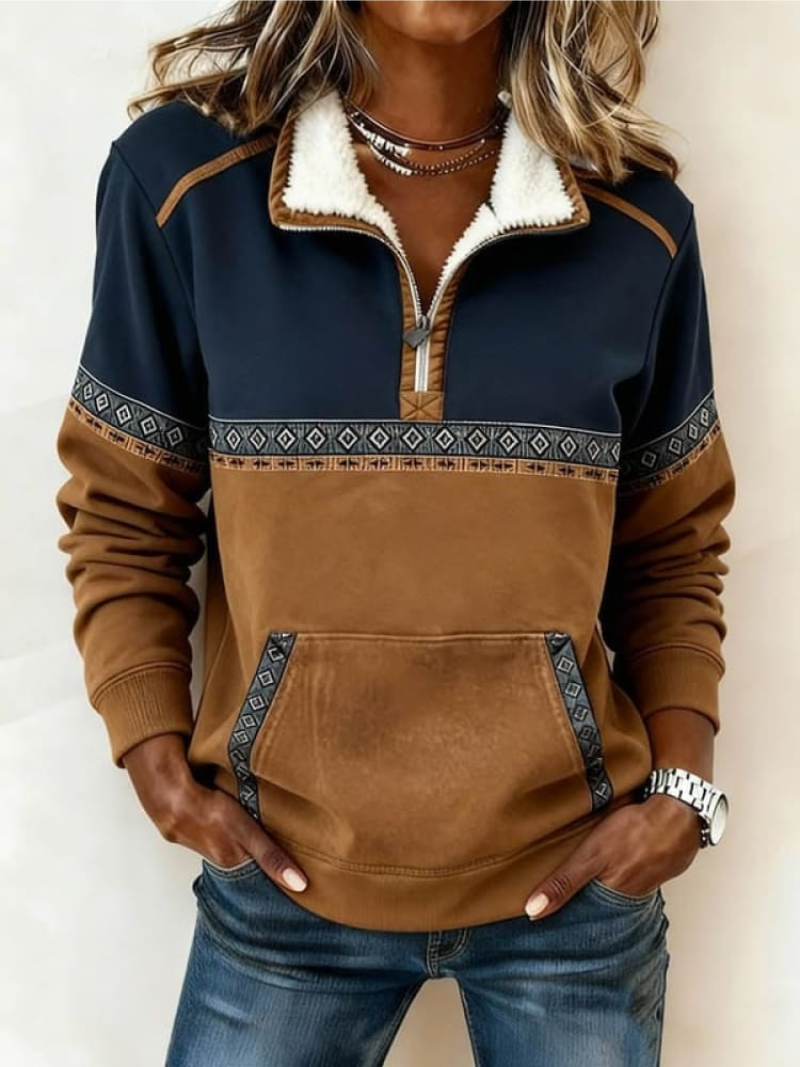 Helinavora - Soft Casual Zip-Neck Sweater