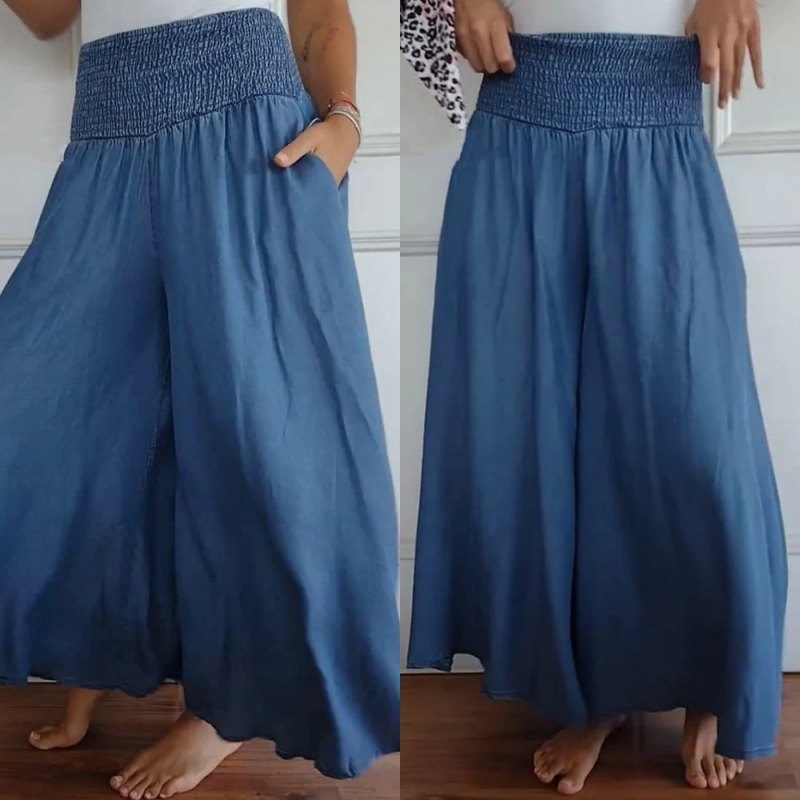 Pravina - Women's High Waisted Wide Leg Jeans