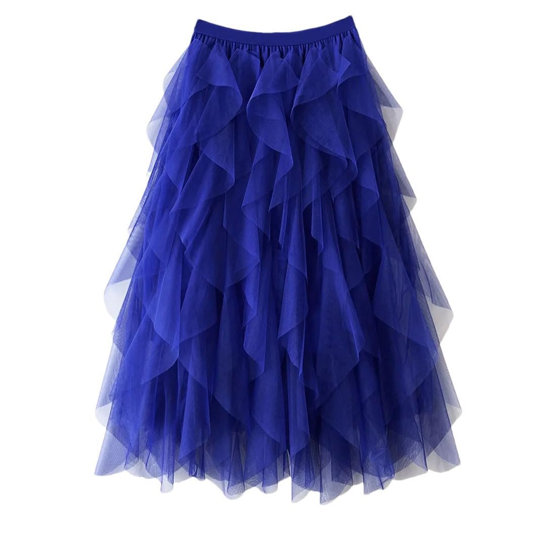 Orlisse - Women's High Waist Flared Skirt with Elastic