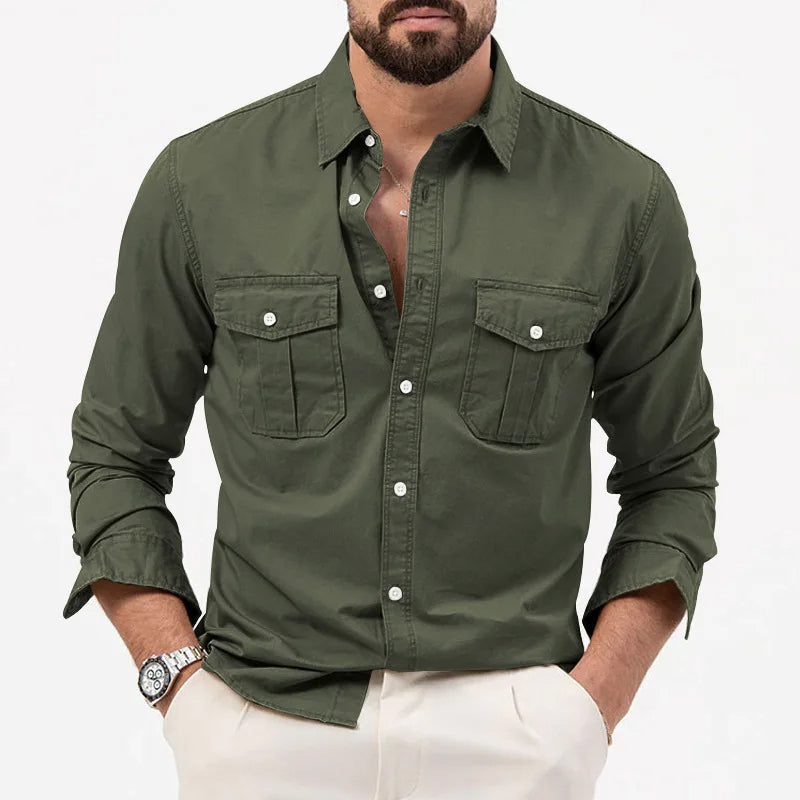 Yosef | Long Sleeve Shirt with Two Flap Chest Pockets