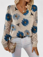 Marisavina - Elegant Vintage Floral Sweater