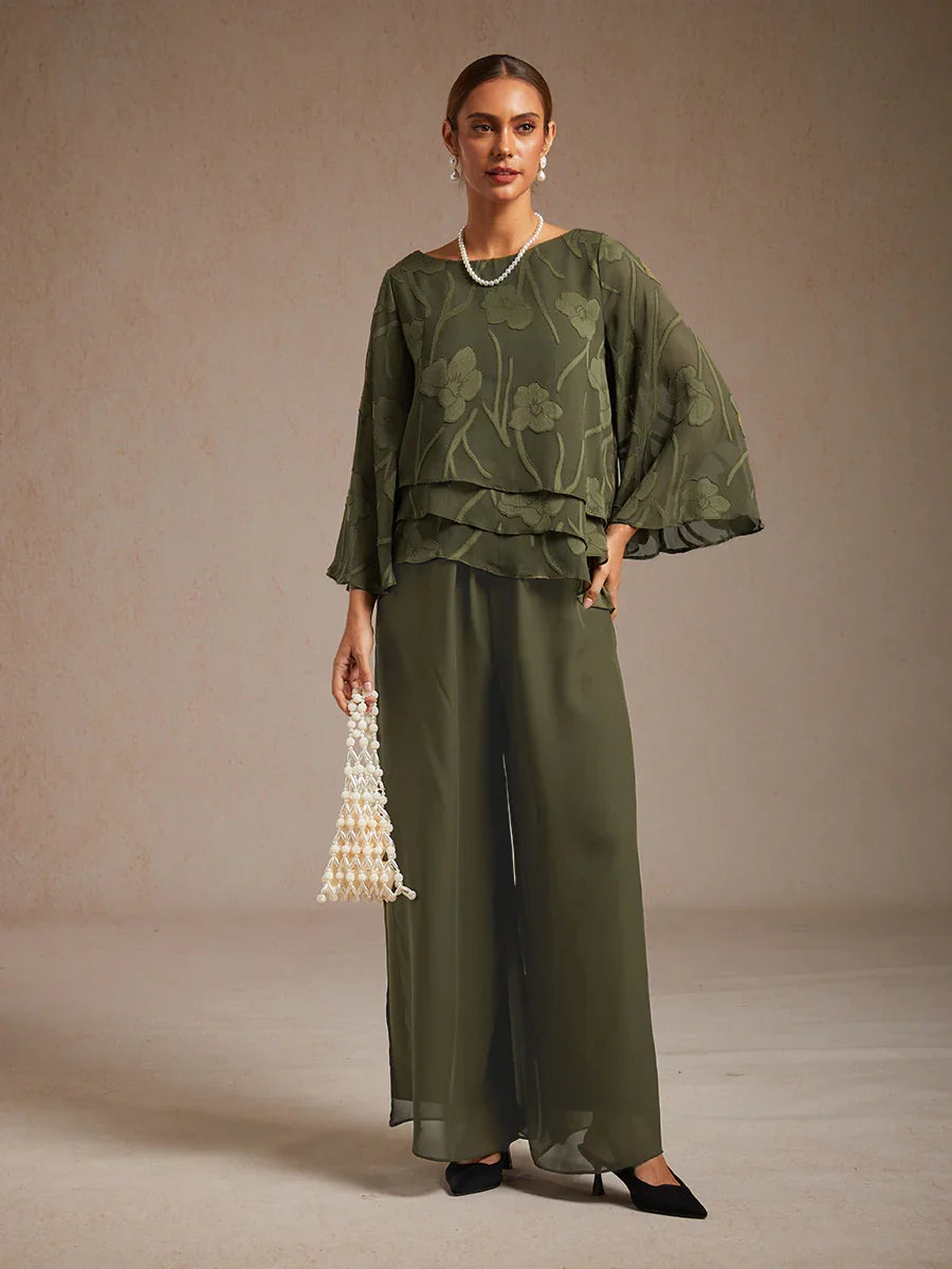 Marilivra - Straight Leg Trousers with Slit in Chiffon