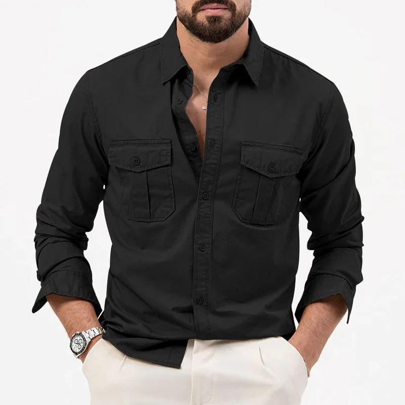 Yosef | Long Sleeve Shirt with Two Flap Chest Pockets