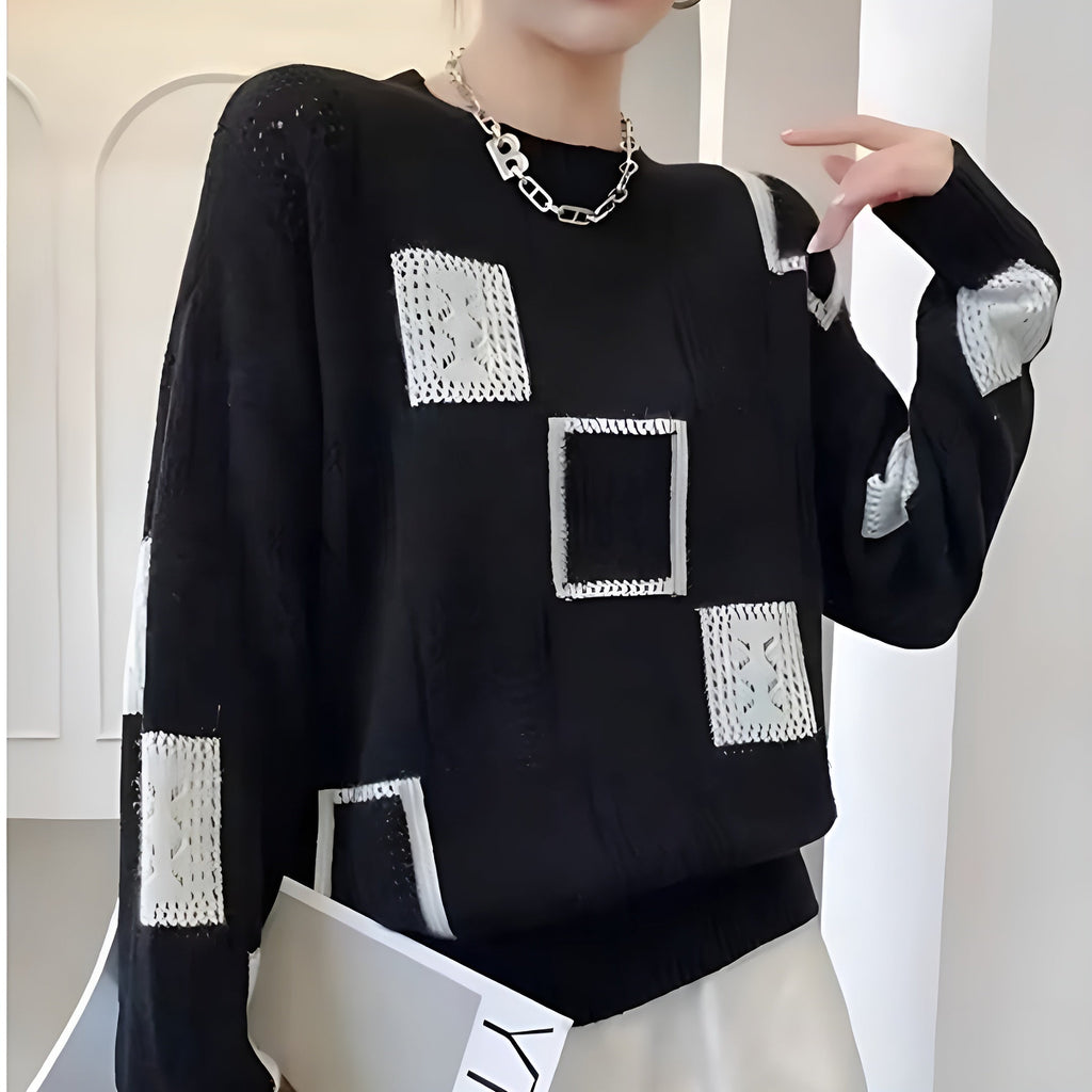 Adele - Women's Vintage Plaid Sweater Fall-Winter