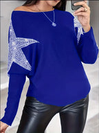 Doralissea - Elegant Long-Sleeved Sweater with Star Print