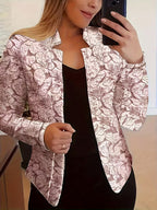 Mylène - Women's Floral Structured Collar Long Sleeve Blazer