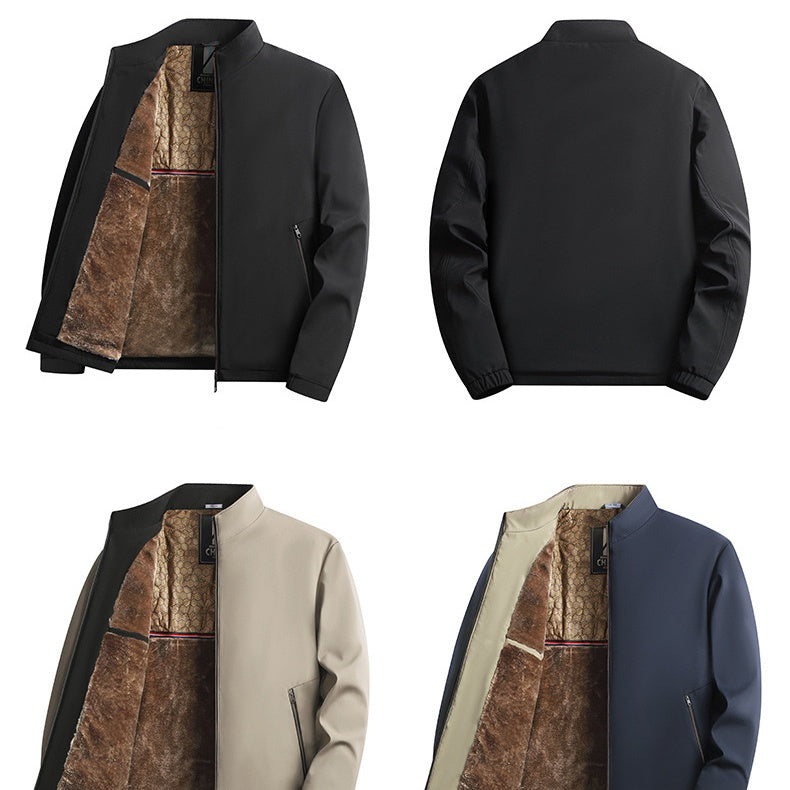 Jacob - Men's warm zipped jacket with protective stand-up collar