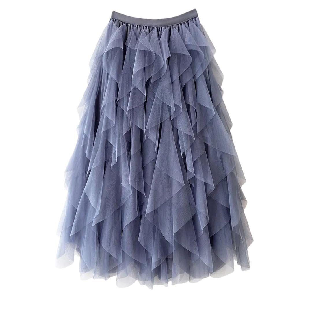Orlisse - Women's High Waist Flared Skirt with Elastic