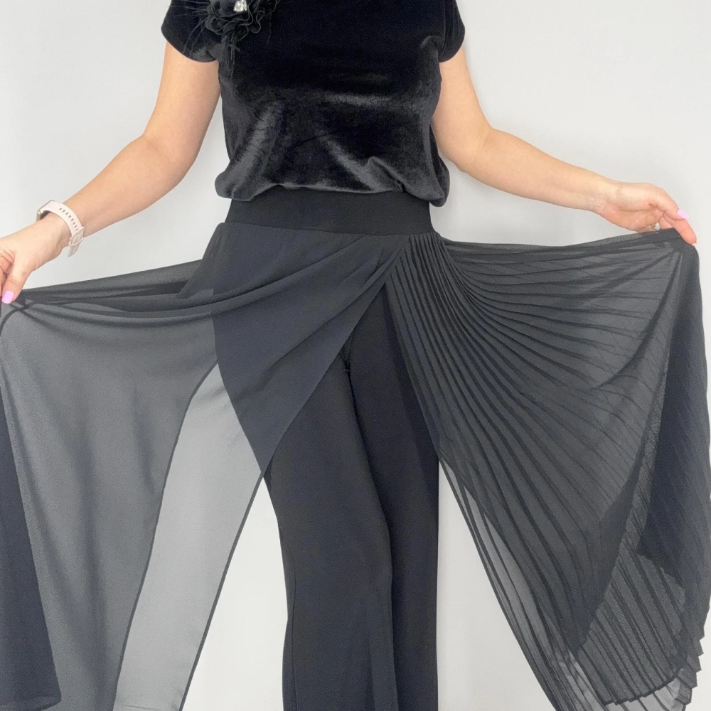 Helissavine - Panty-Style Trousers with Transparent Layers and Pleats