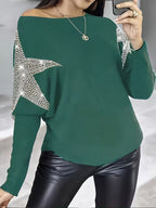 Doralissea - Elegant Long-Sleeved Sweater with Star Print