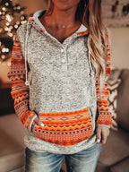 Rhosavelline - Vintage Buttoned Hooded Top