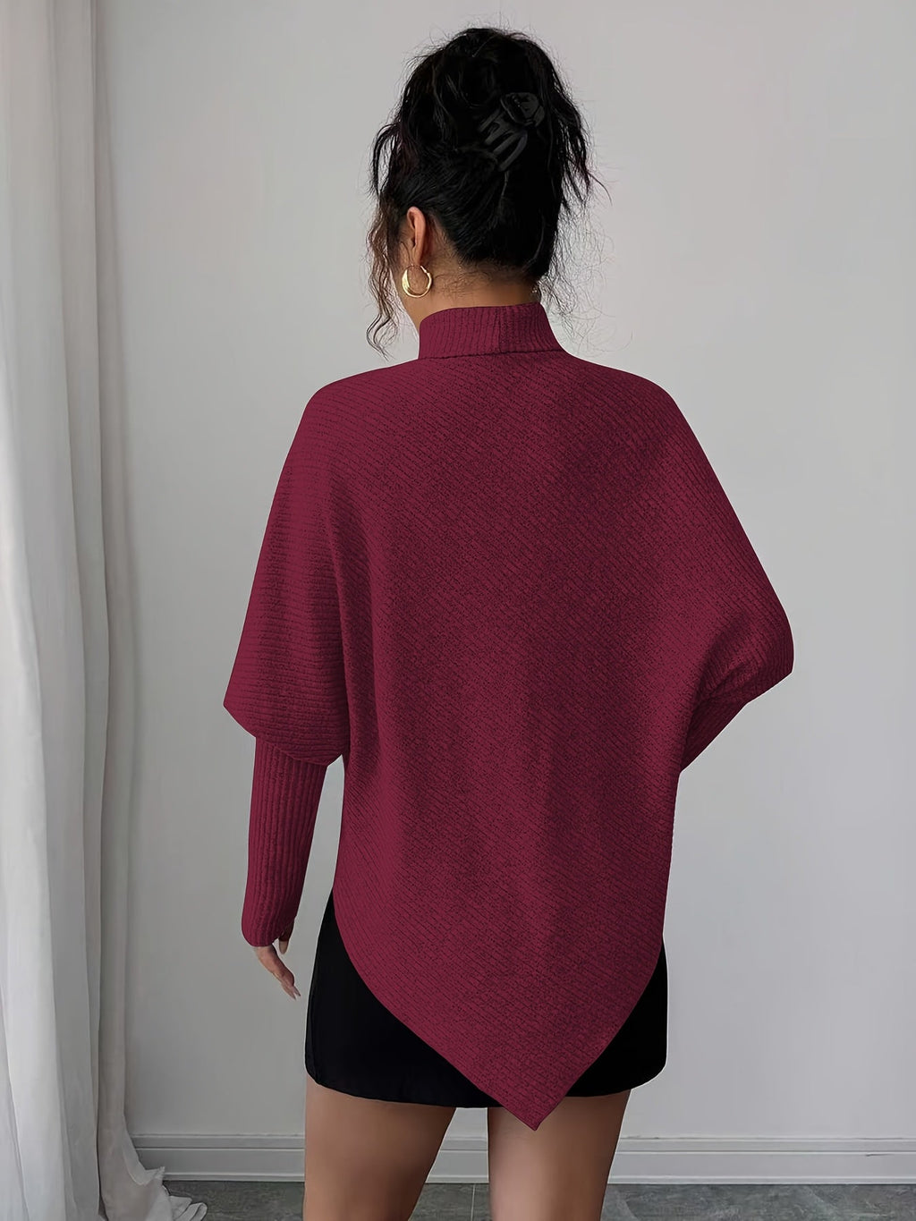 Ilyssa - Asymmetrical High Neck Sweater, Modern Elegance
