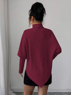 Ilyssa - Asymmetrical High Neck Sweater, Modern Elegance