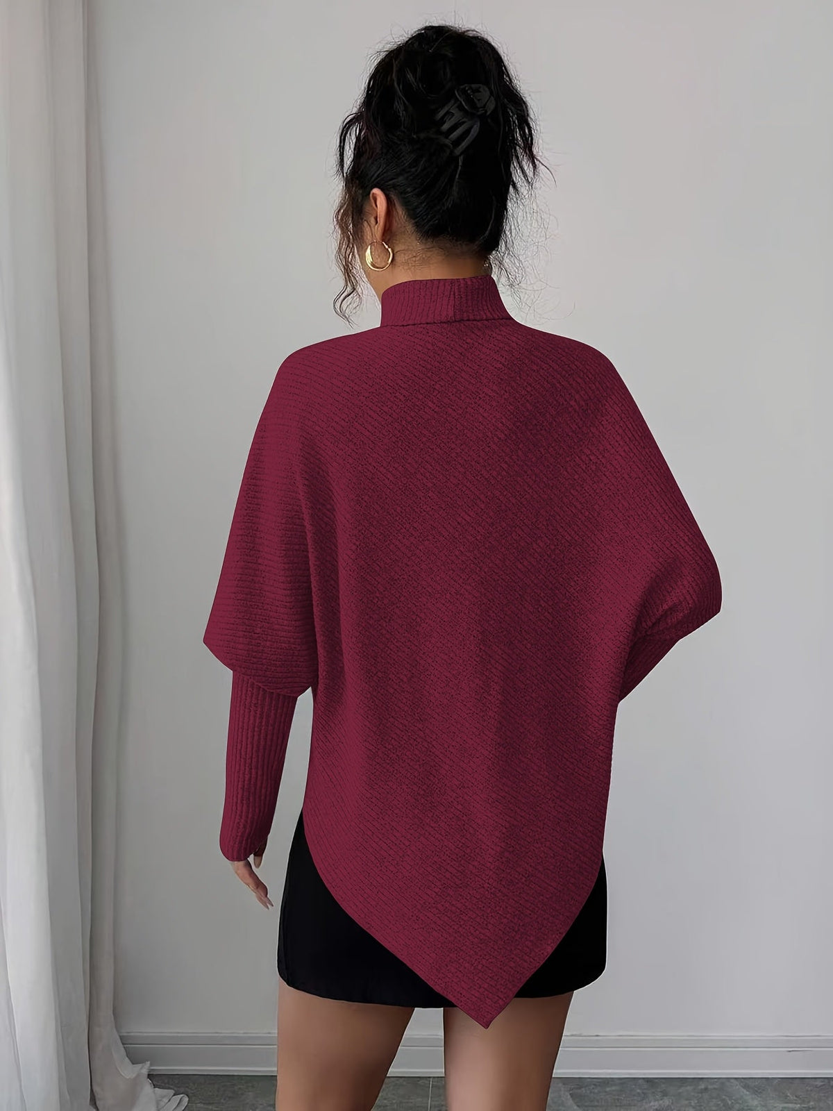 Ilyssa - Asymmetrical High Neck Sweater, Modern Elegance
