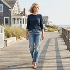 Cazira - Women's Jeans Straight Cropped Modern Comfort Denim