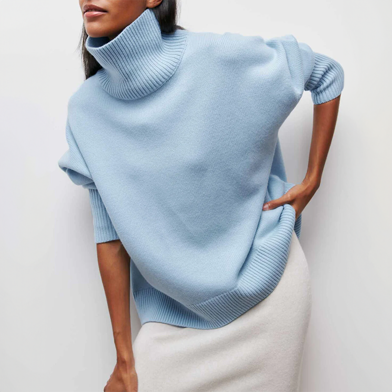 Micheline - Chic Sweater with Ribbed Pockets for Women