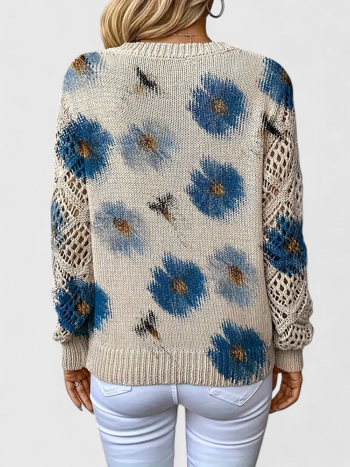 Marisavina - Elegant Vintage Floral Sweater