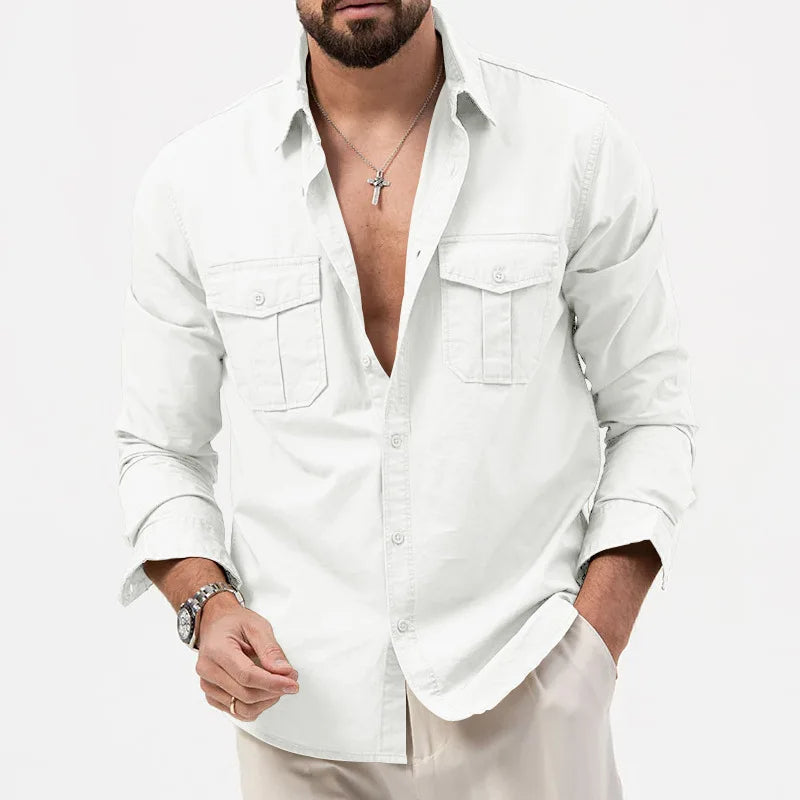 Yosef | Long Sleeve Shirt with Two Flap Chest Pockets