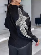 Doralissea - Elegant Long-Sleeved Sweater with Star Print