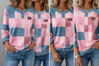 Brisadora - Vintage Blouse with Modern Checkered Pattern