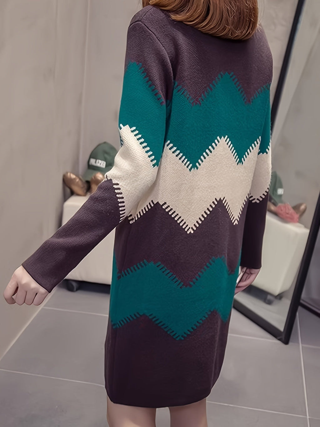 Mirabelle - Women's Chic Color Block Sweater Dress