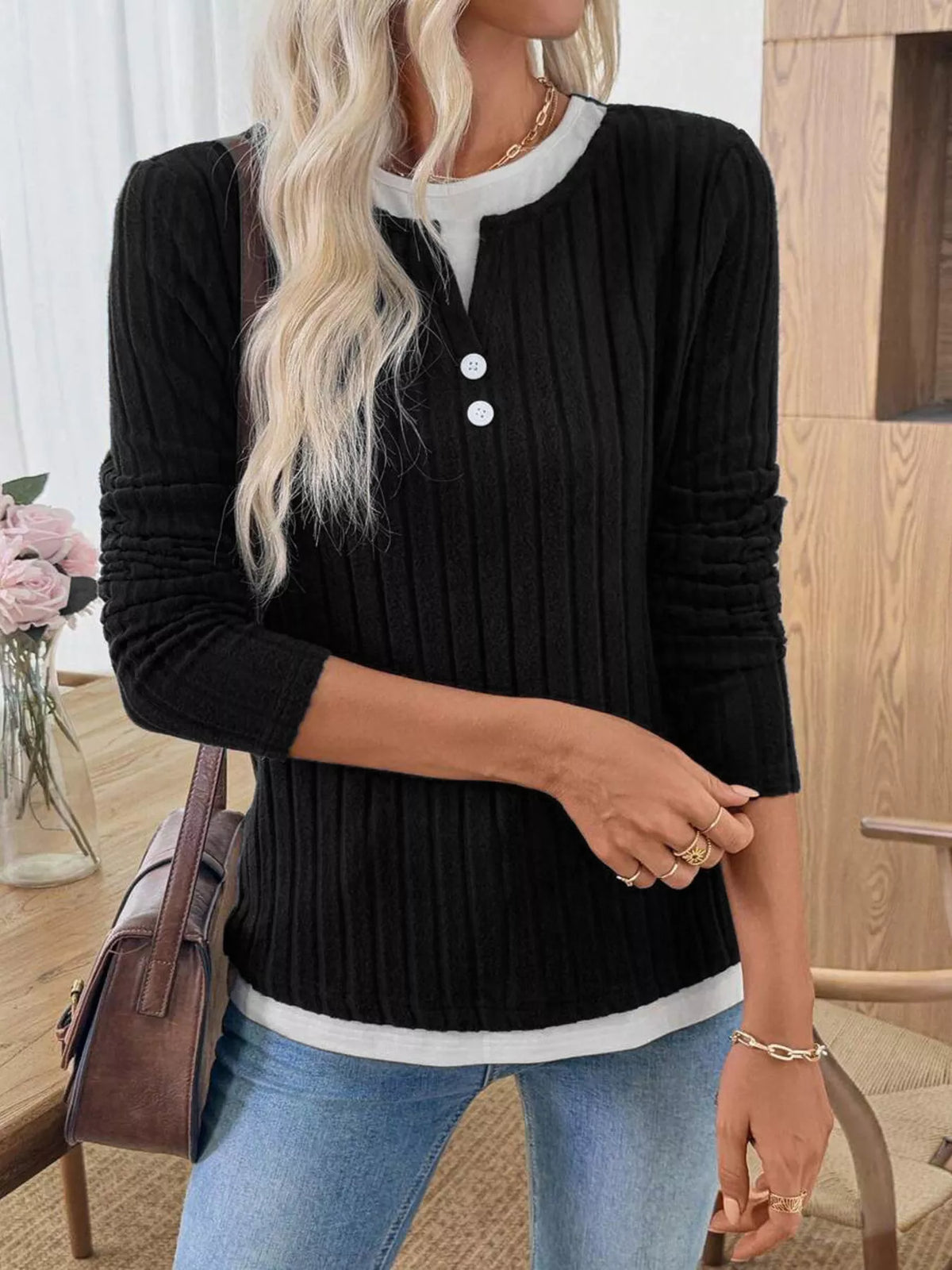 Kalivianne - Long Sleeve Ribbed Winter T-Shirt