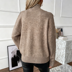 Avenelle - Women's Bold Wool Sweater with High Neck and Off-the-Shoulder