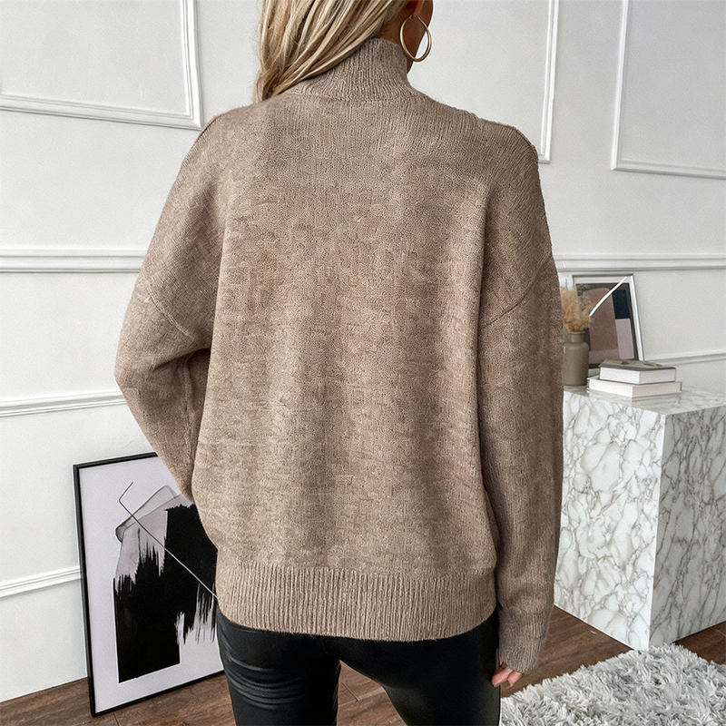 Avenelle - Women's Bold Wool Sweater with High Neck and Off-the-Shoulder