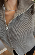 Lucienne - Asymmetrical Double Zip Knit Sweater
