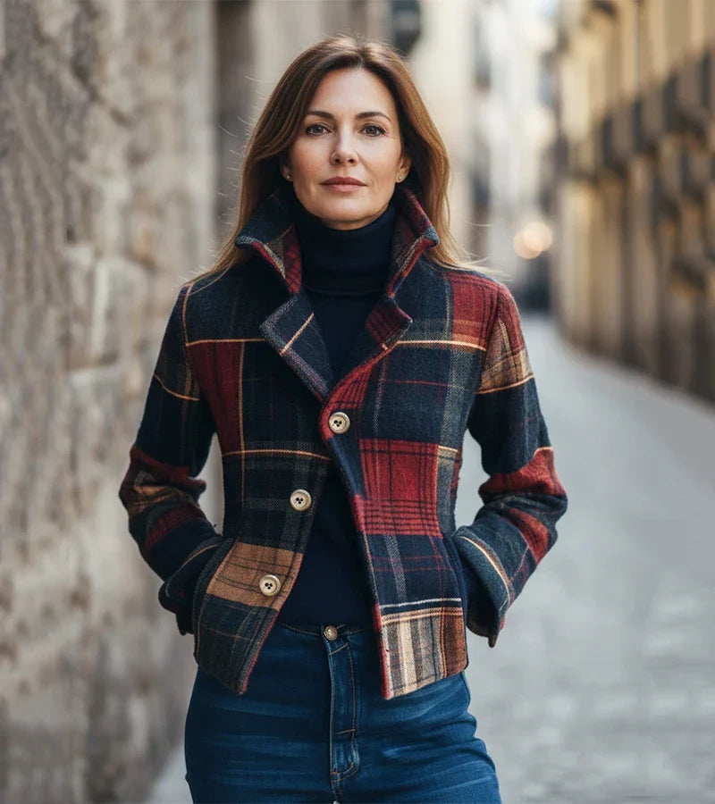 Dorinavessa - Warm Vintage Checkered Jacket, Timeless Style