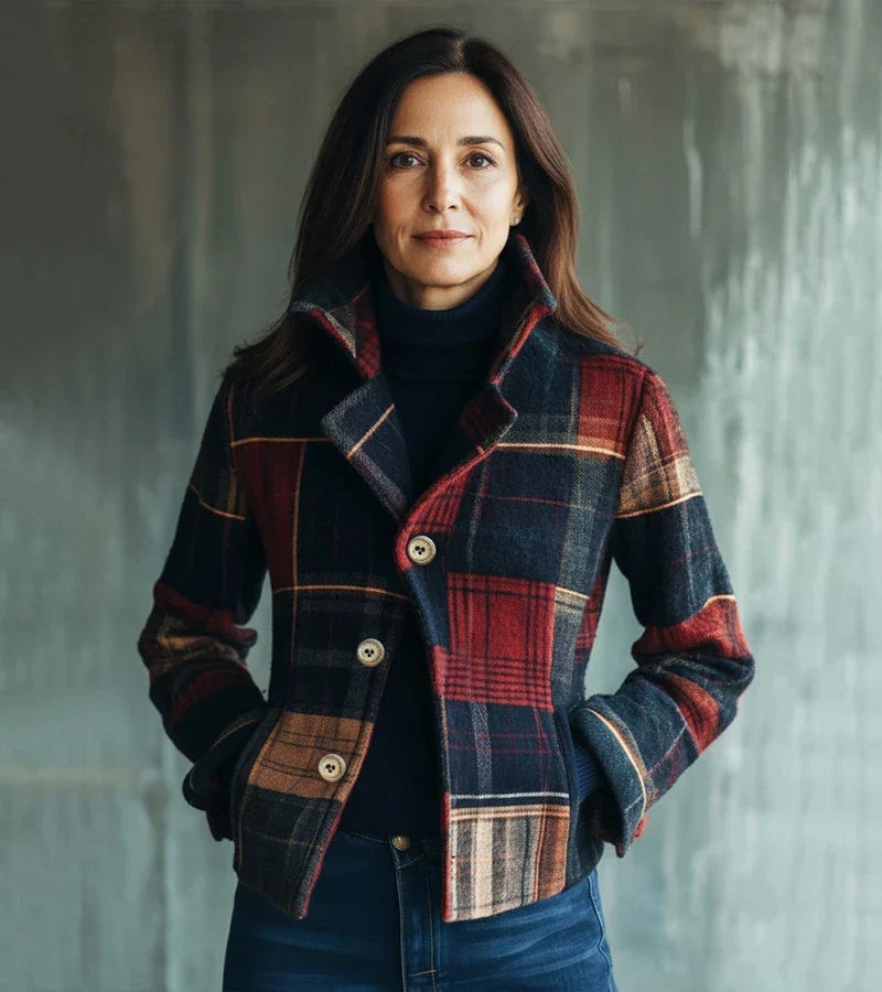 Dorinavessa - Warm Vintage Checkered Jacket, Timeless Style