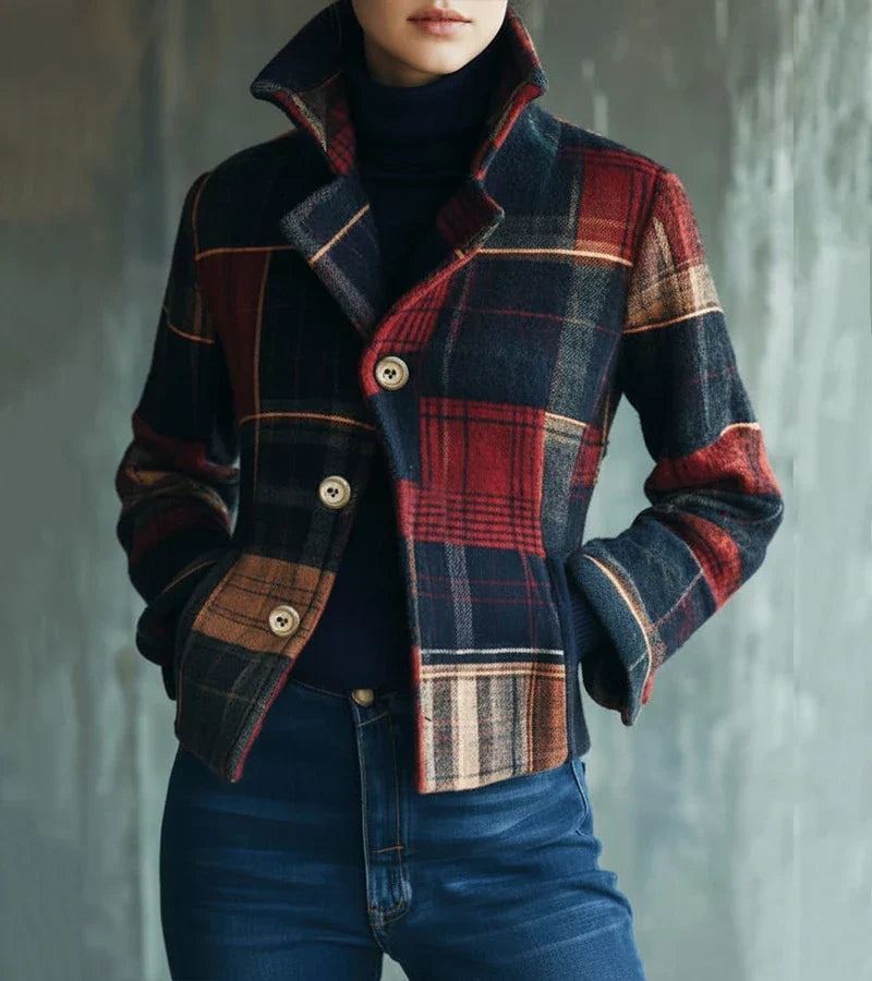 Dorinavessa - Warm Vintage Checkered Jacket, Timeless Style