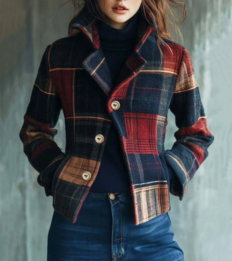 Dorinavessa - Warm Vintage Checkered Jacket, Timeless Style