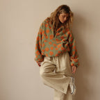 Jovira™ - Sherpa Fleece Sweatshirt with Boho Flowers and Oversized Fit