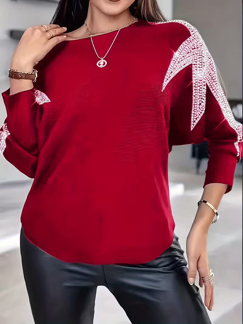 Doralissea - Elegant Long-Sleeved Sweater with Star Print