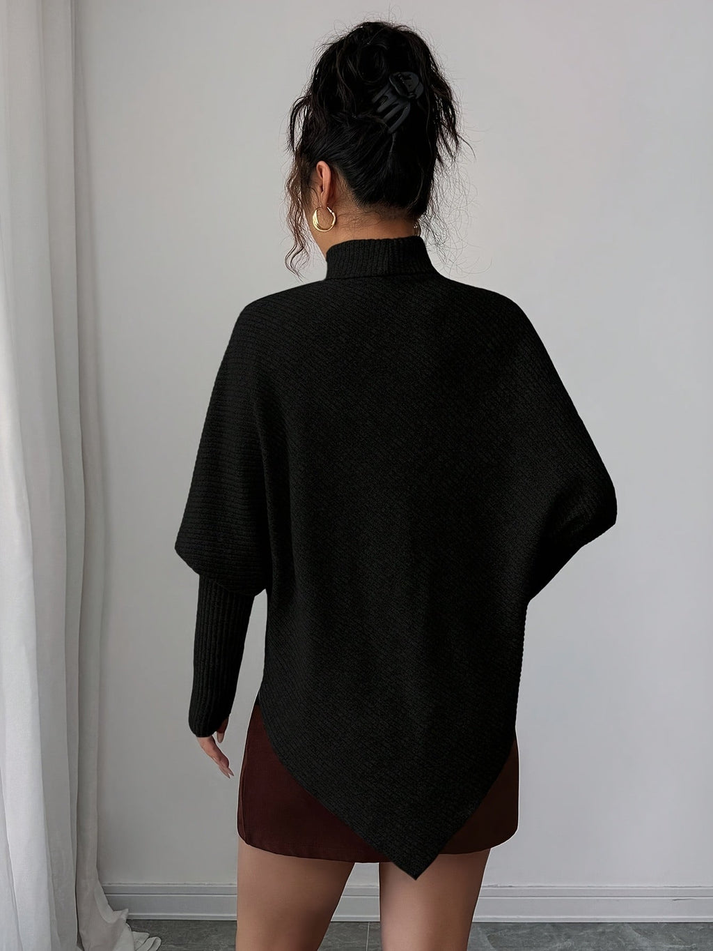 Ilyssa - Asymmetrical High Neck Sweater, Modern Elegance