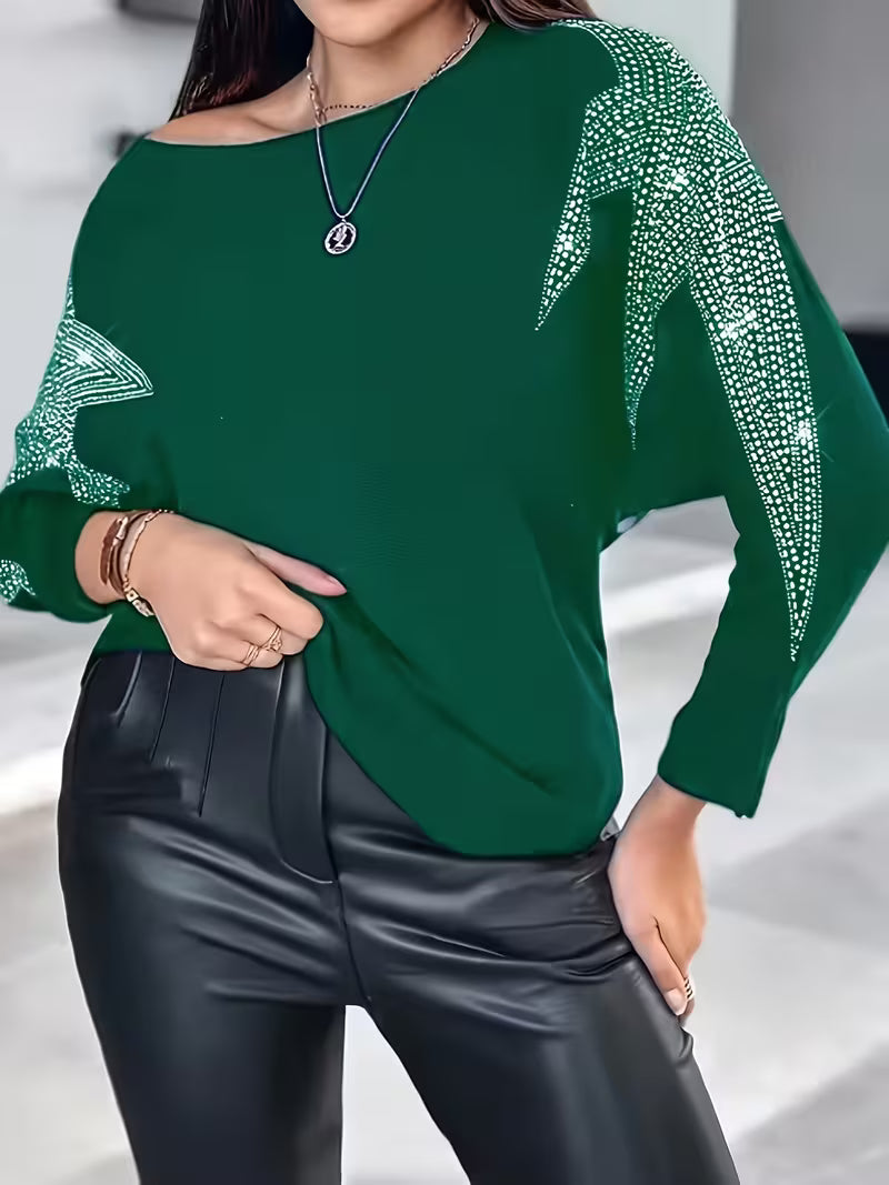 Doralissea - Elegant Long-Sleeved Sweater with Star Print