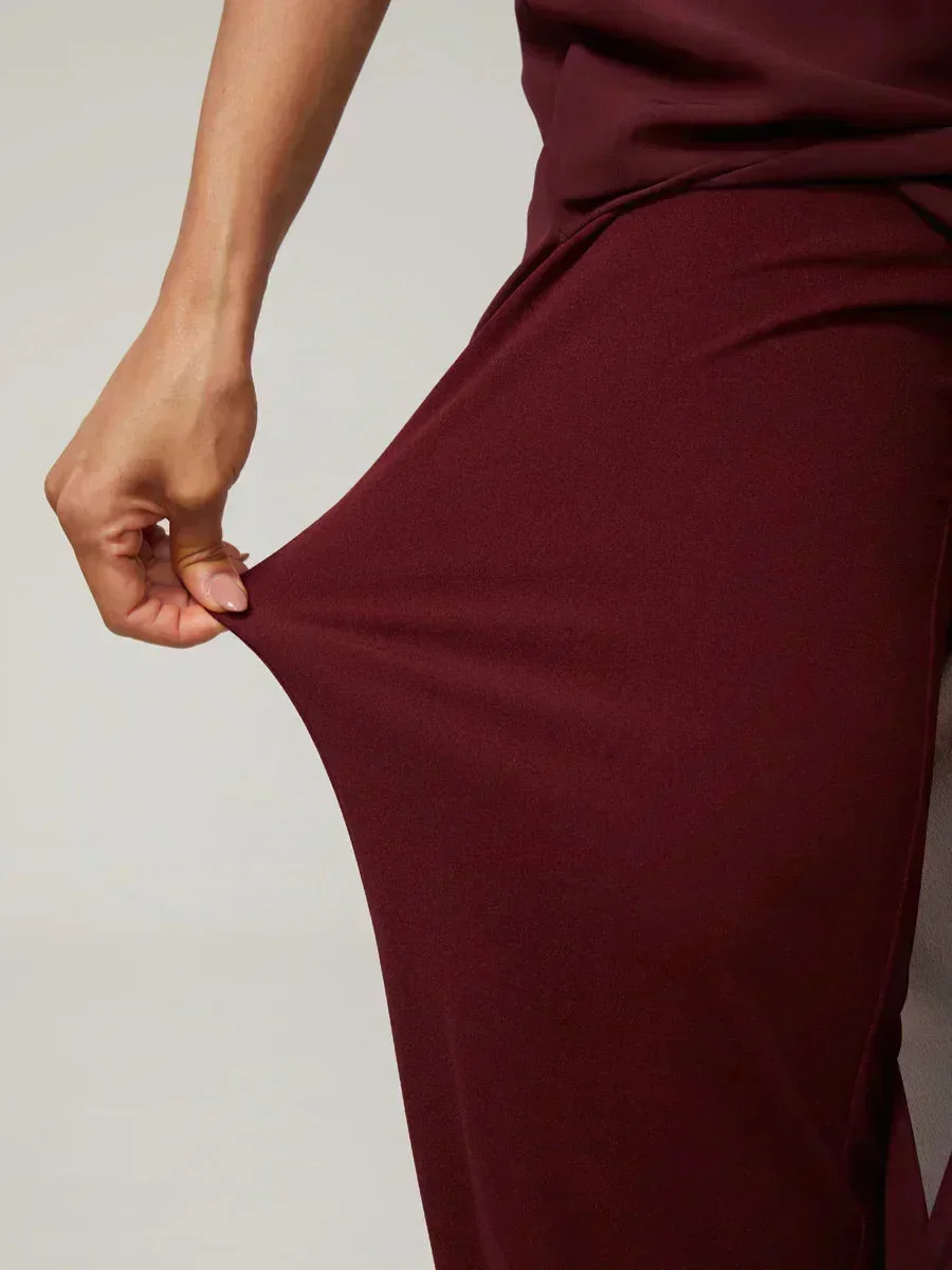 Marilivra - Straight Leg Trousers with Slit in Chiffon