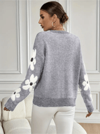 Nolira - Soft Knit Sweater with Elegant Floral Print