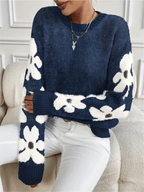 Nolira - Soft Knit Sweater with Elegant Floral Print