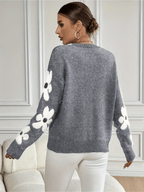 Nolira - Soft Knit Sweater with Elegant Floral Print