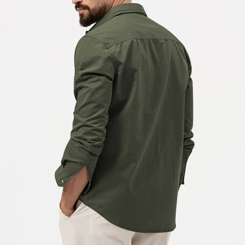 Yosef | Long Sleeve Shirt with Two Flap Chest Pockets
