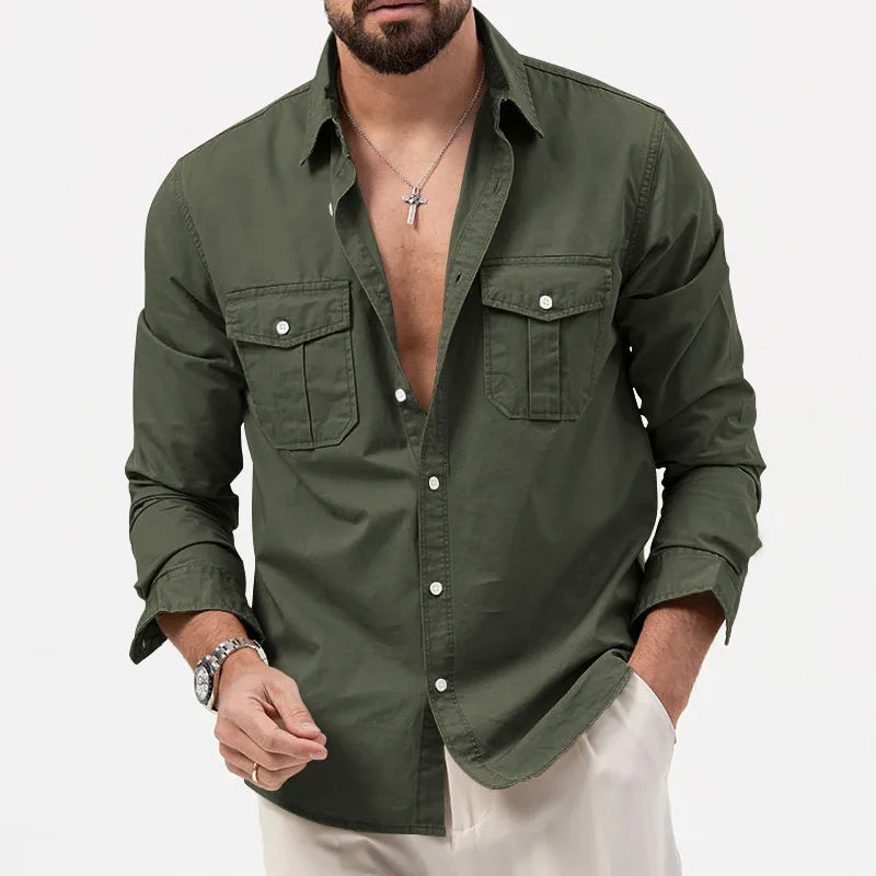 Yosef | Long Sleeve Shirt with Two Flap Chest Pockets