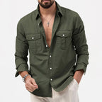 Yosef | Long Sleeve Shirt with Two Flap Chest Pockets