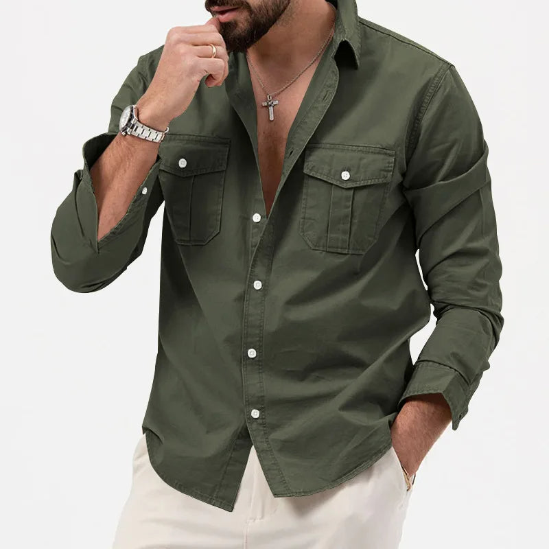 Yosef | Long Sleeve Shirt with Two Flap Chest Pockets
