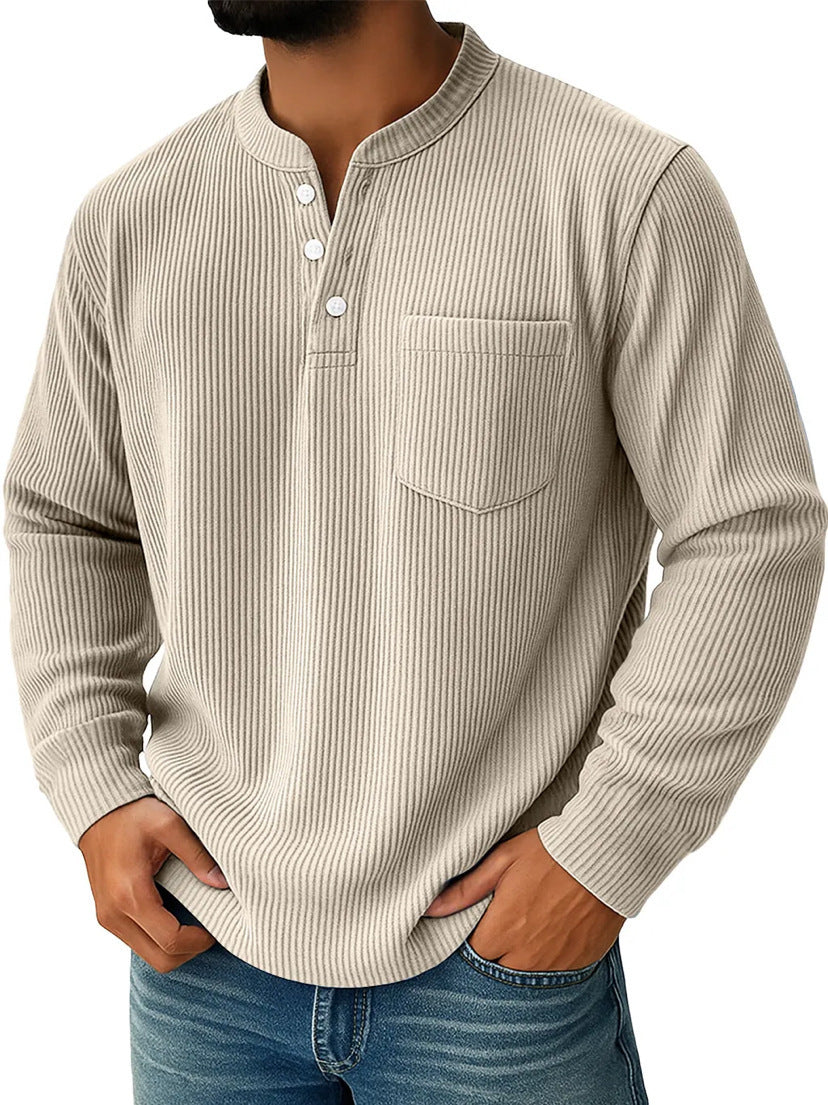 Brody | Waffle Knit Long Sleeve Shirt with Chest Pocket